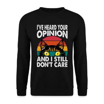 Funny cat with cat eyes vintage saying - Unisex Sweatshirt - black - Front - Alina (178cm) & Michal (187cm)