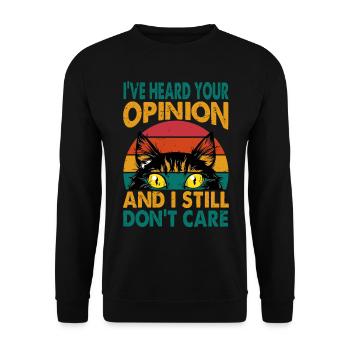 Funny cat with cat eyes vintage saying - Unisex Sweatshirt - black - Front - Alina (178cm) & Michal (187cm)