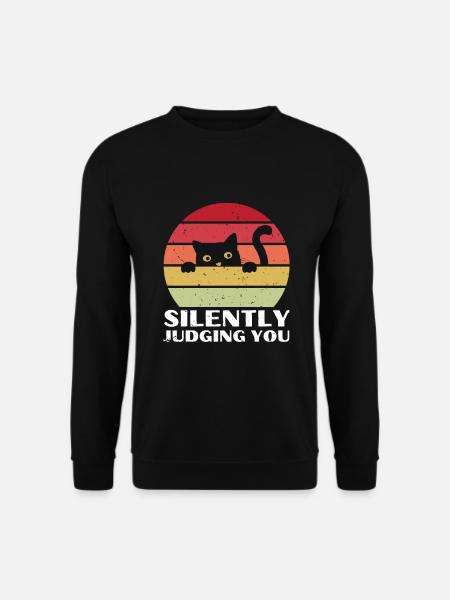 Silently Judging You - Lustige Katze Vintage Sonne - Unisex Pullover - Schwarz