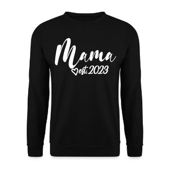 Mama Est. 2023, Maman en devenir, Annonce de grossesse - Sweat-shirt Unisexe - noir - Devant - Alina (178cm) & Michal (187cm)