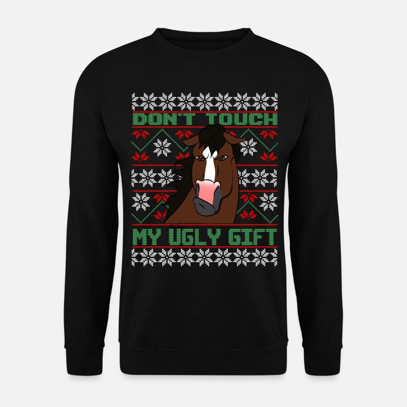 Dont Touch Ugly Brauner Pferd Rider Winter - Unisex Pullover - Schwarz