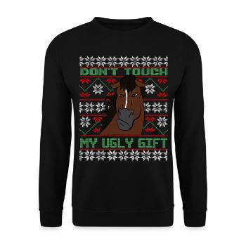 Dont Touch Ugly Brown Horse Rider Winter - Unisex Sweatshirt - black - Front - Alina (178cm) & Michal (187cm)