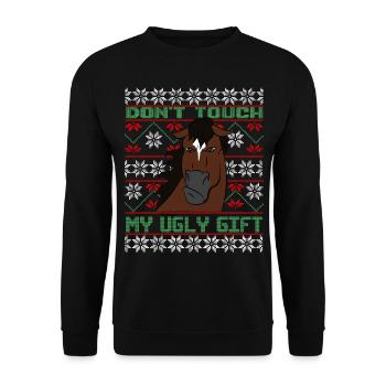 Dont Touch Ugly Brown Horse Rider Winter - Unisex Sweatshirt - black - Front - Alina (178cm) & Michal (187cm)