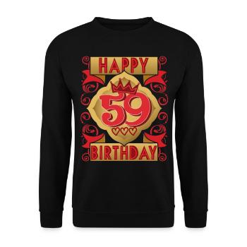 59. Geburtstag 59 Jahre alt Spruch, Vintage-Design - Unisex Pullover - Schwarz - Vorne - Alina (178cm) & Michal (187cm)