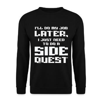 Prokrastinierender Panda-Liebhaber Side Quest - Unisex Pullover - Schwarz - Vorne - Alina (178cm) & Michal (187cm)