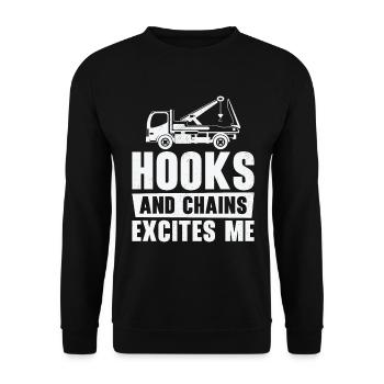 Tow Truck Driver Breakdown Lorry Hooks Chains - Unisex Sweatshirt - black - Front - Alina (178cm) & Michal (187cm)