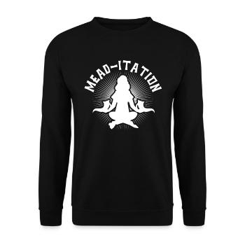 Honigwein Met Hausbrauer Yoga Meditation - Unisex Pullover - Schwarz - Vorne - Alina (178cm) & Michal (187cm)
