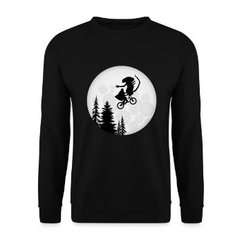 Alien in the bike basket Funny Moon Silhouette - Unisex Sweatshirt - black - Front - Alina (178cm) & Michal (187cm)