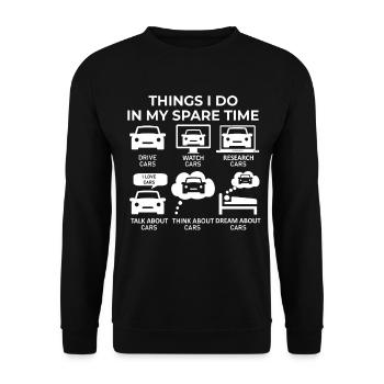 Ce que je fais pendant mon temps libre - Voitures - Sweat-shirt Unisexe - noir - Devant - Alina (178cm) & Michal (187cm)