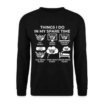 Dinge, die ich in meiner Freizeit mache - Ramen - Unisex Pullover - Schwarz - Vorne - Alina (178cm) & Michal (187cm)