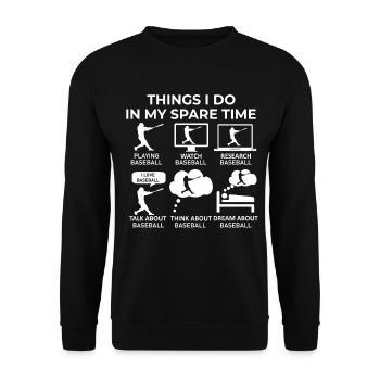 Things I Do In My Spare Time - Baseball - Unisex Sweatshirt - black - Front - Alina (178cm) & Michal (187cm)