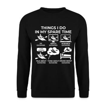 Dinge, die ich in meiner Freizeit mache - Kajakfahren - Unisex Pullover - Schwarz - Vorne - Alina (178cm) & Michal (187cm)