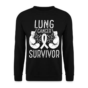 Lung Cancer Survivor Awareness Ribbon Gloves - Unisex Pullover - Schwarz - Vorne - Alina (178cm) & Michal (187cm)