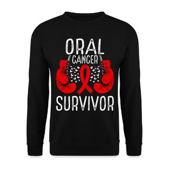 Oral Cancer Survivor Awareness Ribbon Gloves - Unisex Sweatshirt - black - Front - Alina (178cm) & Michal (187cm)