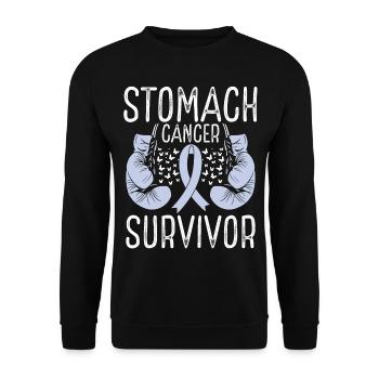 Stomach Cancer Survivor Awareness Ribbon Gloves - Unisex Pullover - Schwarz - Vorne - Alina (178cm) & Michal (187cm)