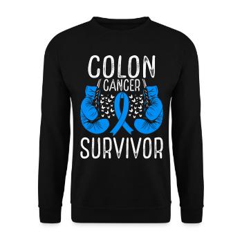 Colon Cancer Survivor Awareness Ribbon Gloves - Unisex Pullover - Schwarz - Vorne - Alina (178cm) & Michal (187cm)