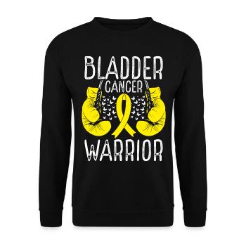 Bladder Cancer Warrior Awareness Ribbon Gloves - Unisex Sweatshirt - black - Front - Alina (178cm) & Michal (187cm)