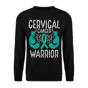 Cervical Cancer Warrior Awareness Ribbon Gloves - Unisex Sweatshirt - black - Front - Alina (178cm) & Michal (187cm)