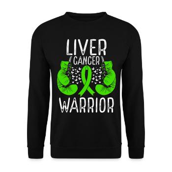 Liver Cancer Warrior Awareness Ribbon Gloves - Unisex Pullover - Schwarz - Vorne - Alina (178cm) & Michal (187cm)