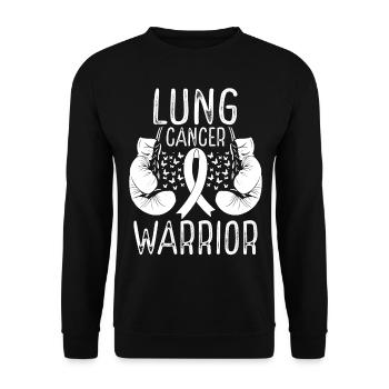 Lung Cancer Warrior Awareness Ribbon Gloves - Unisex Pullover - Schwarz - Vorne - Alina (178cm) & Michal (187cm)