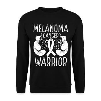 Melanoma Cancer Warrior Awareness Ribbon Gloves - Unisex Sweatshirt - black - Front - Alina (178cm) & Michal (187cm)