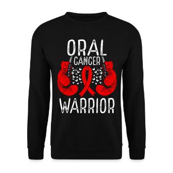 Oral Cancer Warrior Awareness Ribbon Gloves - Unisex Sweatshirt - black - Front - Alina (178cm) & Michal (187cm)