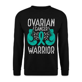 Ovarian Cancer Warrior Awareness Ribbon Gloves - Unisex Pullover - Schwarz - Vorne - Alina (178cm) & Michal (187cm)