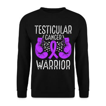 Testicular Cancer Warrior Awareness Ribbon Gloves - Unisex Sweatshirt - black - Front - Alina (178cm) & Michal (187cm)