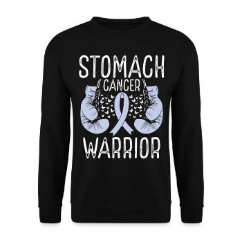 Stomach Cancer Warrior Awareness Ribbon Gloves - Unisex Pullover - Schwarz - Vorne - Alina (178cm) & Michal (187cm)