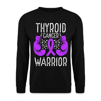 Thyroid Cancer Warrior Awareness Ribbon Gloves - Unisex Sweatshirt - black - Front - Alina (178cm) & Michal (187cm)