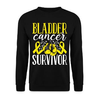Bladder Cancer Awareness Ribbon Gloves Survivor - Unisex Sweatshirt - black - Front - Alina (178cm) & Michal (187cm)