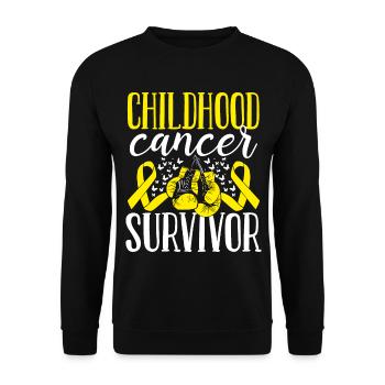 Childhood Cancer Awareness Ribbon Gloves Survivor - Unisex Pullover - Schwarz - Vorne - Alina (178cm) & Michal (187cm)