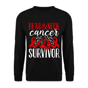 Head&Neck Cancer Awareness Ribbon Gloves Survivor - Unisex Pullover - Schwarz - Vorne - Alina (178cm) & Michal (187cm)
