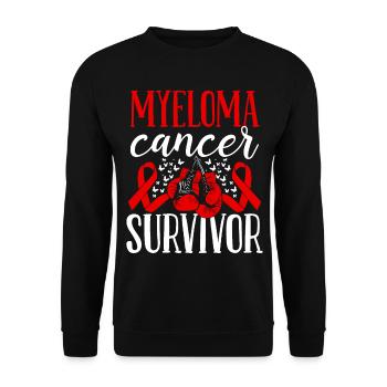 Myeloma Cancer Awareness Ribbon Gloves Survivor - Unisex Sweatshirt - black - Front - Alina (178cm) & Michal (187cm)