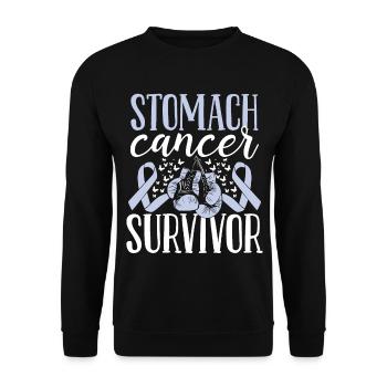 Stomach Cancer Awareness Ribbon Gloves Survivor - Unisex Pullover - Schwarz - Vorne - Alina (178cm) & Michal (187cm)
