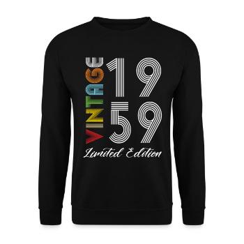 Vintage 1959 Vintage Geburtstag Retro Vintage - Unisex Pullover - Schwarz - Vorne - Alina (178cm) & Michal (187cm)