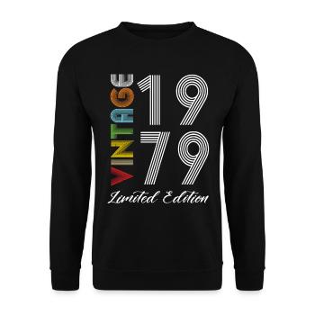 Vintage 1979 Vintage Geburtstag Retro Vintage - Unisex Pullover - Schwarz - Vorne - Alina (178cm) & Michal (187cm)