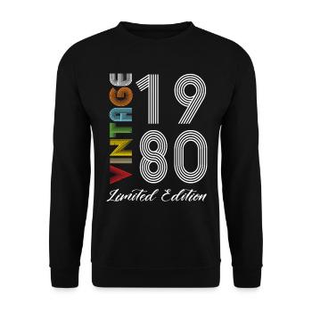 Vintage 1980 Vintage Geburtstag Retro Vintage - Unisex Pullover - Schwarz - Vorne - Alina (178cm) & Michal (187cm)