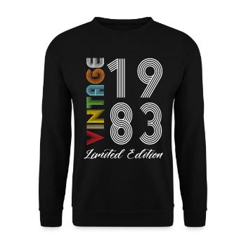 Vintage 1983 Vintage Geburtstag Retro Vintage - Unisex Pullover - Schwarz - Vorne - Alina (178cm) & Michal (187cm)