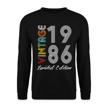 Vintage 1986 Vintage Geburtstag Retro Vintage - Unisex Pullover - Schwarz - Vorne - Alina (178cm) & Michal (187cm)