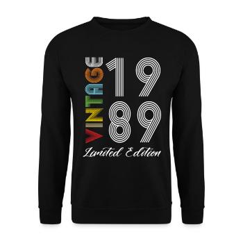 Vintage 1989 Vintage Geburtstag Retro Vintage - Unisex Pullover - Schwarz - Vorne - Alina (178cm) & Michal (187cm)