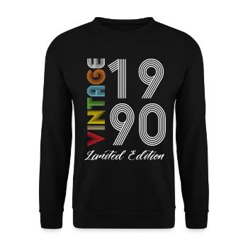 Vintage 1990 Vintage Birthday Retro Vintage - Unisex Sweatshirt - black - Front - Alina (178cm) & Michal (187cm)