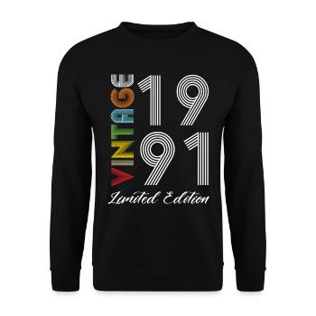 Vintage 1991 Vintage Fødselsdag Retro Vintage - Unisex sweater - sort - Foran - Alina (178cm) & Michal (187cm)