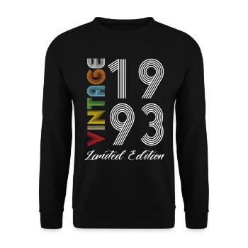 Vintage 1993 Vintage Geburtstag Retro Vintage - Unisex Pullover - Schwarz - Vorne - Alina (178cm) & Michal (187cm)