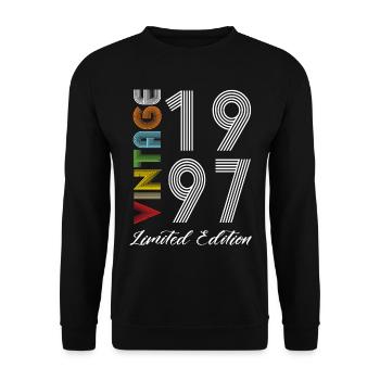 Vintage 1997 Vintage Geburtstag Retro Vintage - Unisex Pullover - Schwarz - Vorne - Alina (178cm) & Michal (187cm)