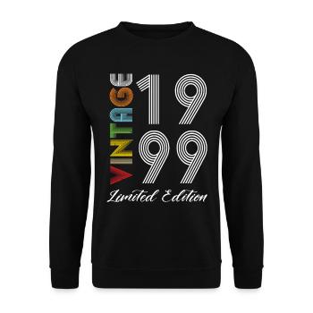Vintage 1999 Vintage Geburtstag Retro Vintage - Unisex Pullover - Schwarz - Vorne - Alina (178cm) & Michal (187cm)