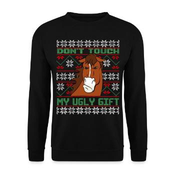 Don't Touch Ugly Brown Horse Rider Winter - Unisex Sweatshirt - black - Front - Alina (178cm) & Michal (187cm)