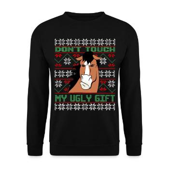 Dont Touch Ugly Brown Horse Rider Winter - Unisex Sweatshirt - black - Front - Alina (178cm) & Michal (187cm)