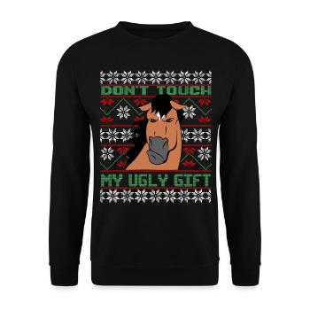Dont Touch Ugly Brown Horse Rider Winter - Unisex Sweatshirt - black - Front - Alina (178cm) & Michal (187cm)
