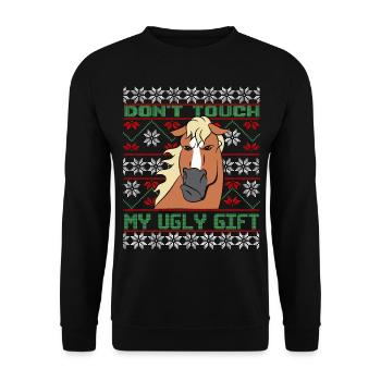 Don't Touch Ugly Brown Horse Rider Winter - Unisex Sweatshirt - black - Front - Alina (178cm) & Michal (187cm)